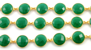 Green Onyx Faceted Coin Chain, (BC-GNX-76) - Beadspoint