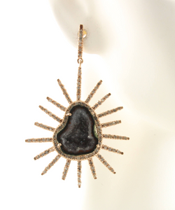 Pave Diamond & Geode Starburst Drop Earrings, (DER-107) - Beadspoint