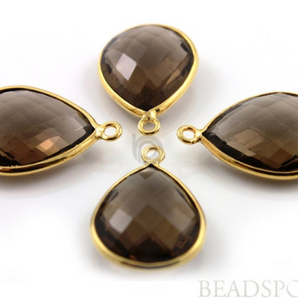 Smokey Quartz Faceted Pear Bezel, (BZC7433) - Beadspoint