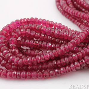 25 Pieces,Ruby Faceted Rondelle Beads, ( Rby2.5-5rndl) - Beadspoint