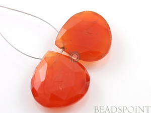 Carnelian Micro Faceted Heart Drops, (CRN20x20PR) - Beadspoint