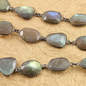 Labradorite Faceted Oval Connector, (GMC/LAB/362) - Beadspoint