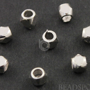 Brush Sterling Silver Faceted Nugget Spacer, (BR/6301/3) - Beadspoint