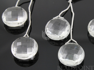 Rock Crystal Faceted Coin Drops, (CRY18COINTD) - Beadspoint