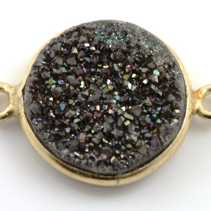 Druzy Crystal  Bezel Coin Component, (DRZ-1011) - Beadspoint