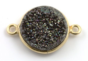 Druzy Crystal  Bezel Coin Component, (DRZ-1011) - Beadspoint