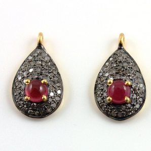 Pave Diamond Teardrop Ruby Pendant, (DCH-105) - Beadspoint