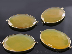 Yellow Chalcedony Large Oval Connector,  (BZC7498-A) - Beadspoint