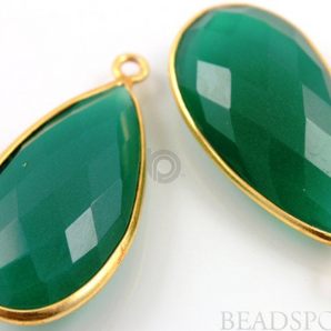 Green Onyx Faceted Pear Bezel,(BZC7052) - Beadspoint