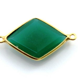 Green Onyx Faceted Diamond Connector, (BZC8045) - Beadspoint