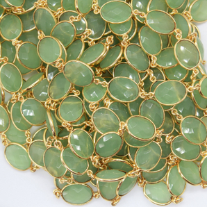 Green Chalcedony Faceted Oval Chain, (GMC-GCL-12X14) - Beadspoint