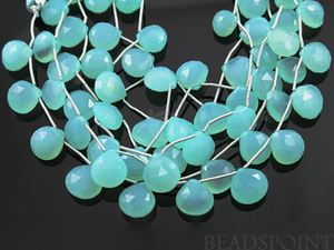 Aqua Blue Chalcedony Faceted Heart Drops, (ACHLC/HRT/10), - Beadspoint