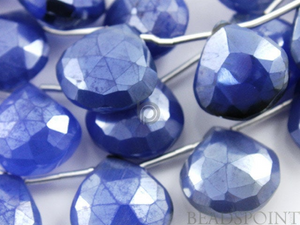 Sparkling Blue Chalcedony Medium Faceted Heart Drops, (4SBCL/12HRT), - Beadspoint
