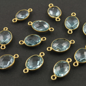 Blue Topaz Oval Connector, (BZCT9004/A) - Beadspoint