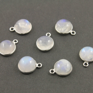 Rainbow Moonstone Coin Pendant, 11 mm (SSRNM-COIN-01) - Beadspoint