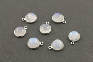 Rainbow Moonstone Coin Pendant, 11 mm (SSRNM-COIN-01) - Beadspoint