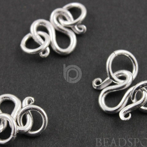 Brushed Sterling Silver Hook Clasp With 2 Rings (BR/6428) - Beadspoint