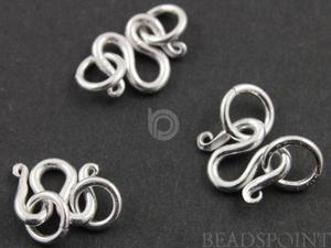 Brushed Sterling Silver Hook Clasp With 2 Rings (BR/6428) - Beadspoint