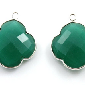 Green Onyx Faceted Clover Bezel,(SSBZC8016) - Beadspoint