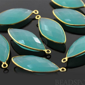 Sea Green Chalcedony Faceted Marquise Shape Bezel (BZC7194) - Beadspoint