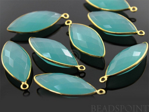 Sea Green Chalcedony Faceted Marquise Shape Bezel (BZC7194) - Beadspoint