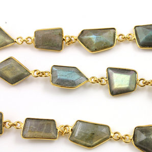 Labradorite Fancy cut Bezel Chain, (BC-LAB-35) - Beadspoint