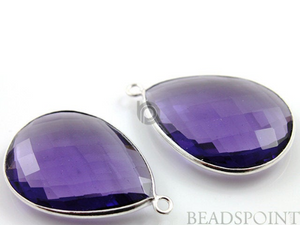 Purple Amethyst Faceted Pear Shape Bezel, (SSBZ7318) - Beadspoint