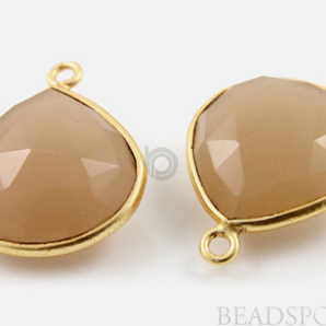 Large Natural Sand Chalcedony Faceted Heart Bezel, (BZC7035) - Beadspoint