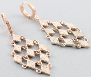 Pave Diamond Earrings, Pave Diamond Chevron Earrings, Chevron Earrings, Rose Gold Diamond Earrings, Diamond Fancy Earrings (DER-135) - Beadspoint