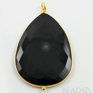 3 Inches Long, Black Onyx Faceted Pear Bezel, (BZC7326-B) - Beadspoint