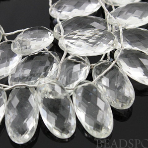 Rock Crystal Faceted Oval Top Drilled Drops, (CRY13x25OVALTD ) - Beadspoint