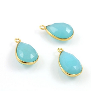 Aqua Chalcedony Faceted Pear Bezel, (BZCT7001) - Beadspoint