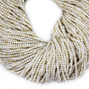 Mother Of Pearl Micro Faceted Rondelle Beads, (MOP-2.5RNDL) - Beadspoint