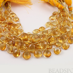 Yellow Citrine Faceted Flat Heart Drops, 4 Pieces (4CIT10HRT ) - Beadspoint