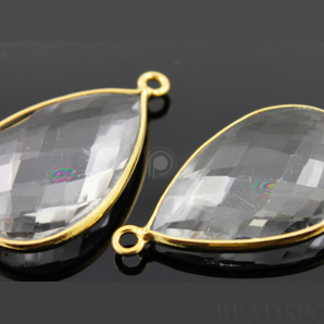 Rock Crystal Faceted Pear Shape Bezel, (BZC7280) - Beadspoint