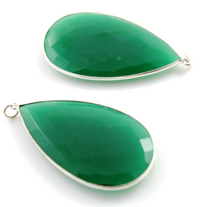 Dyed Emerald Faceted Pear Shape Bezel, (SSBZC7308) - Beadspoint