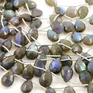 Flashy Blue Labradorite Faceted Pear Drop, (LAB/PR/8x11-9x13) - Beadspoint