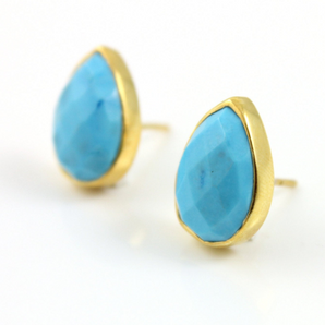 Turquoise Ear Studs w/Ear nuts, (ST/TURQ/02) - Beadspoint