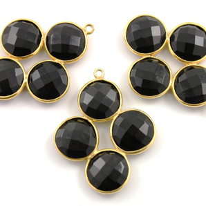 Black Onyx, 1.3'' Long Faceted Bezel, (BZC8088) - Beadspoint