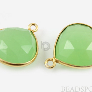 Green Chalcedony Faceted Heart Shape Bezel, (BZC7010) - Beadspoint