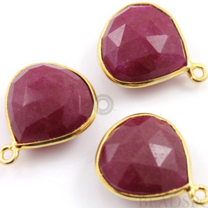 Dyed Ruby Faceted Heart Bezel, Gold Vermeil, 20 mm ( BZC7046(A) - Beadspoint