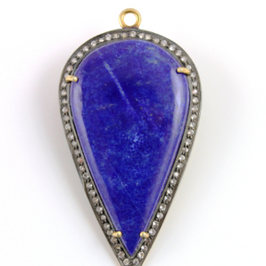 Lapis w/ White Sapphire, 1 Piece (LPS/WTZ/47x27) - Beadspoint