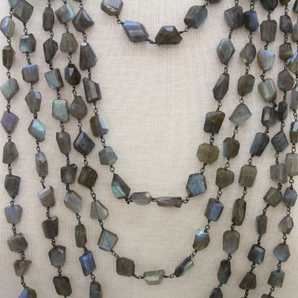 Labradorite Oval Faceted Wire Wrapped Rosary Chain, (RS-LAB-117) - Beadspoint