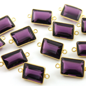 Amethyst Faceted Rectangle Connectors,  (BZC9043/CNT/AM) - Beadspoint