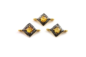 Pave Diamond Yellow Sapphire Connector,(DCH/CR55) - Beadspoint