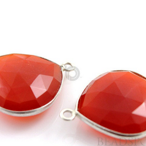 Carnelian Faceted Heart Shape Bezel, (SSBZC7023) - Beadspoint