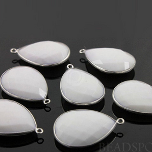 White Onyx Faceted Pear Bezel, (SSBZ7091) - Beadspoint