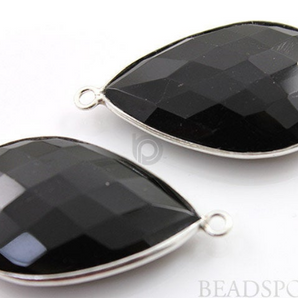 Black Onyx Faceted Pear Bezel, (SSBZC7086) - Beadspoint