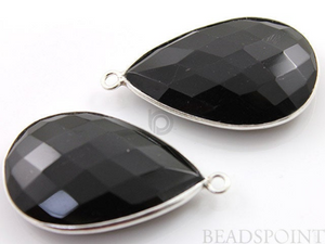 Black Onyx Faceted Pear Bezel, (SSBZC7086) - Beadspoint