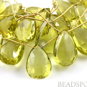 Lemon Topaz Large Flat Pear Drops Gemstone, (2LTZLRGpear) - Beadspoint